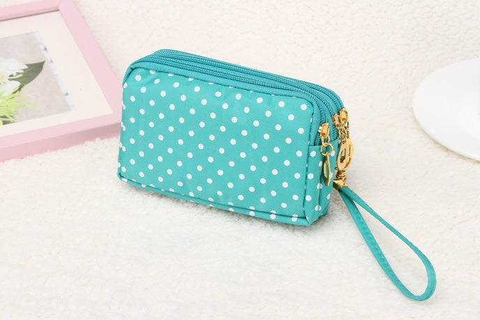 Canvas handbags handbags Korean version of the three-zipper multi-layer wallet hand bag packet phone change Cjdropshipping