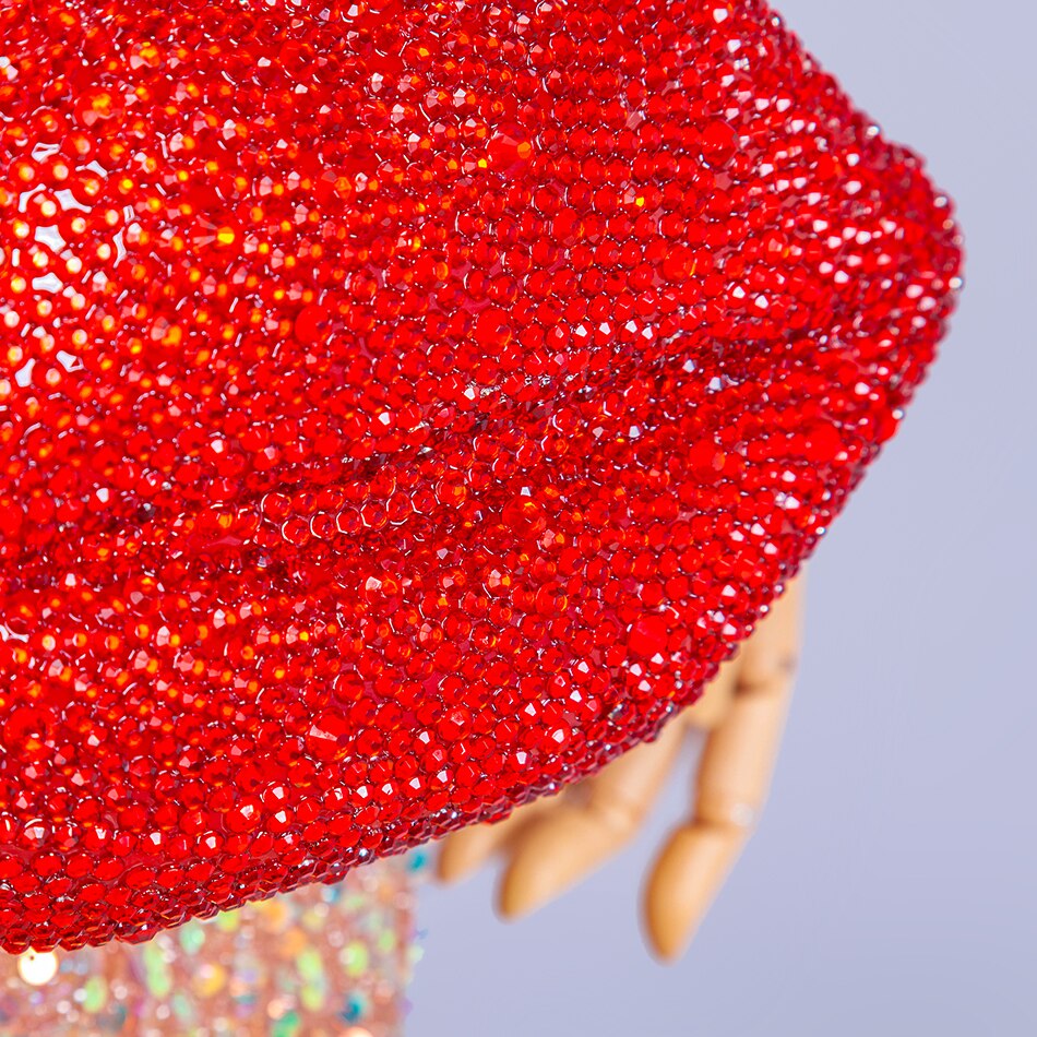 Mouth Shaped Rhinestone Evening Clutch Bags Wedding Women Novelty Crystal Dinner Dress Purses designer Ladies Chain Handbag eprolo