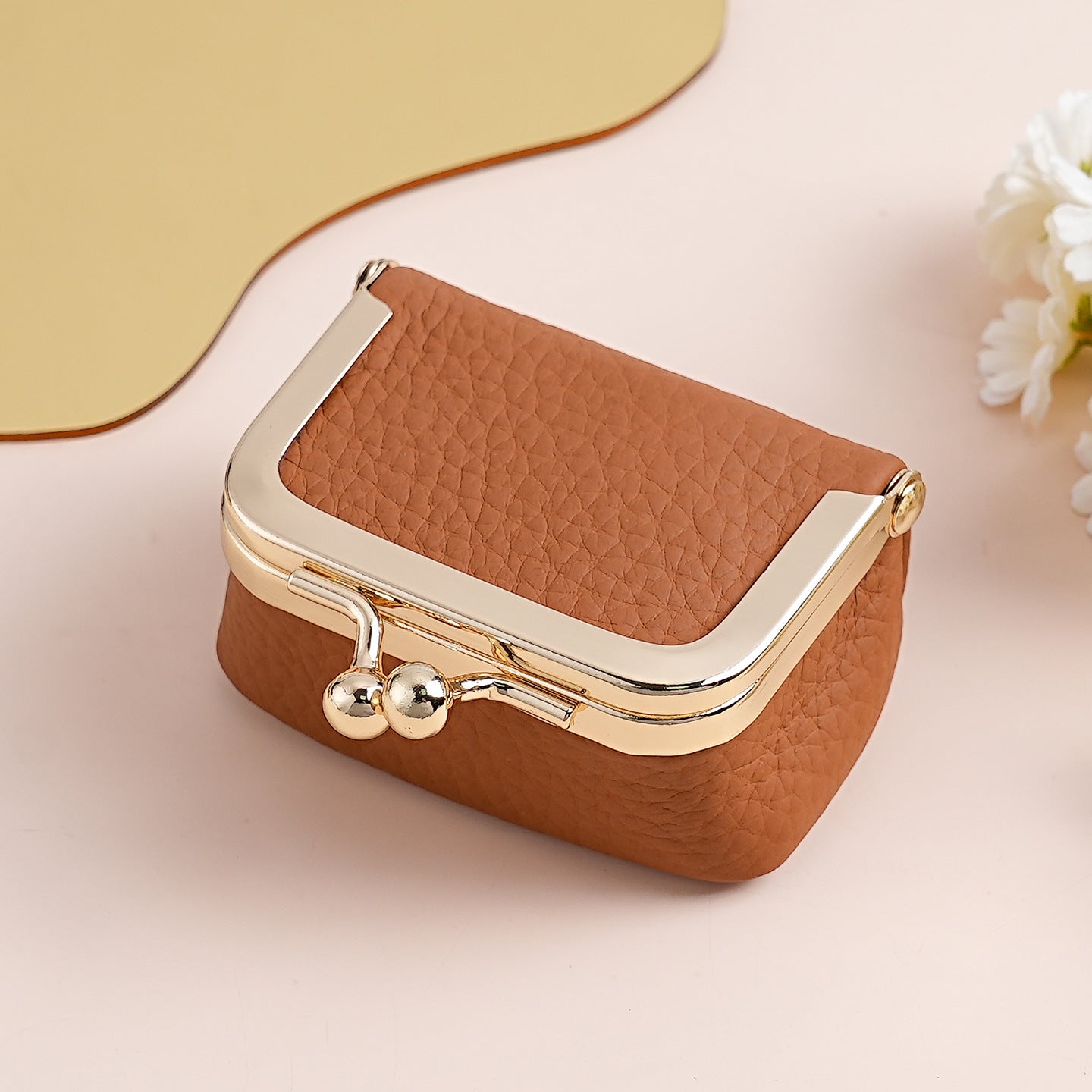 Leather mini jewelry box, ladies' earrings, rings, yellow jewelry, storage bag, headphones, co, coin purse Hypersku