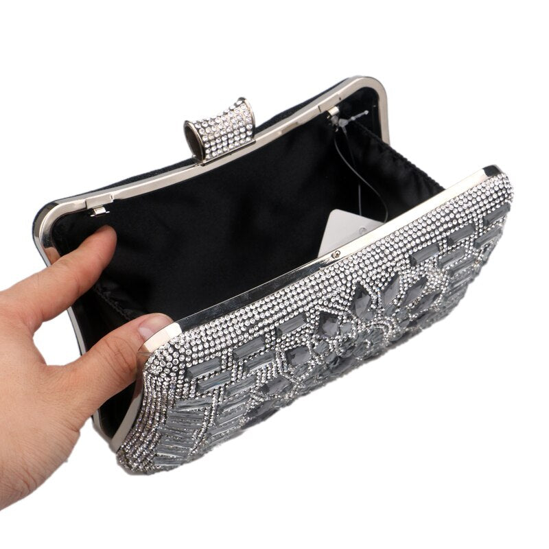 Acrylic Diamond Chain Evening Clutch eprolo