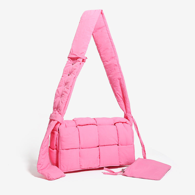 Trendy commuting crossbody bag, sponge woven large-capacity single-shoulder bag, casual pillow bag Hypersku