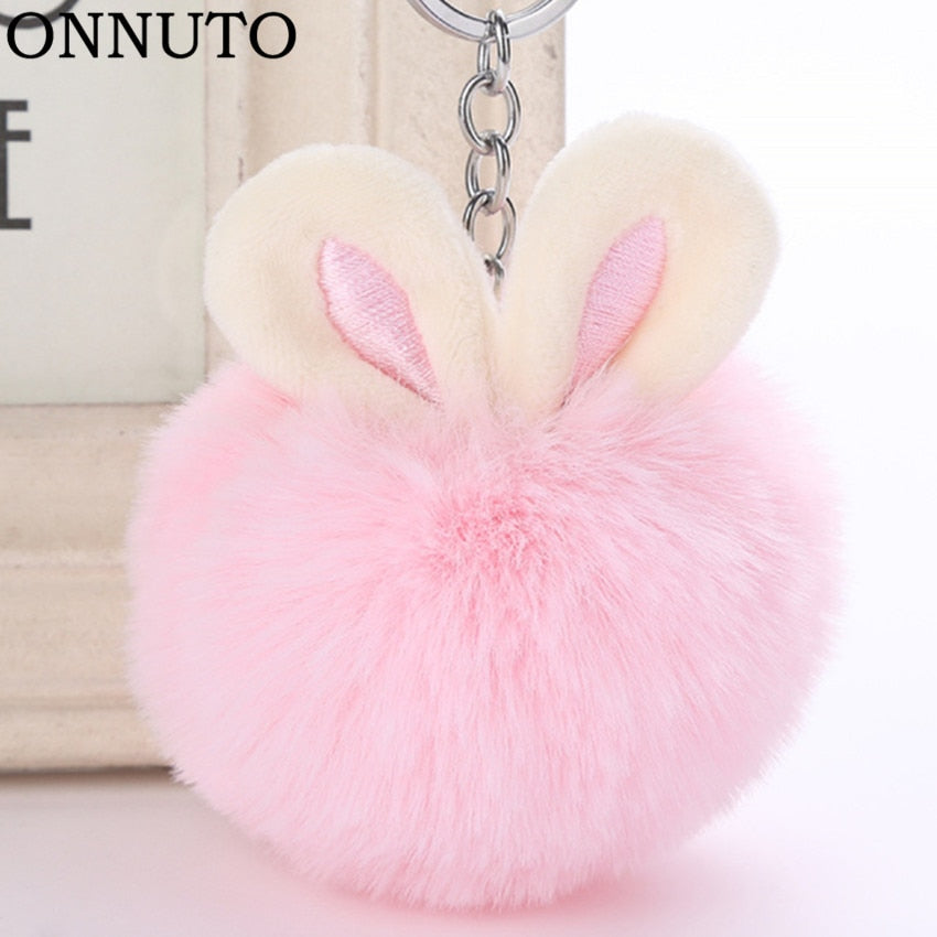 Cute Rabbit Ear Hair Ball Pendant Fur Fashion Handbags Accessories Plush Keychains Ornaments Plush Ball Pendant eprolo