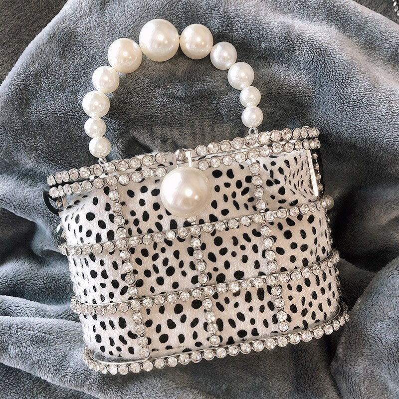 Leopard Zebra Pattern Diamonds Basket Evening Clutch Bags Women Luxury Purses Preal Beaded Metallic Handbags Ladies Wedding Bag eprolo