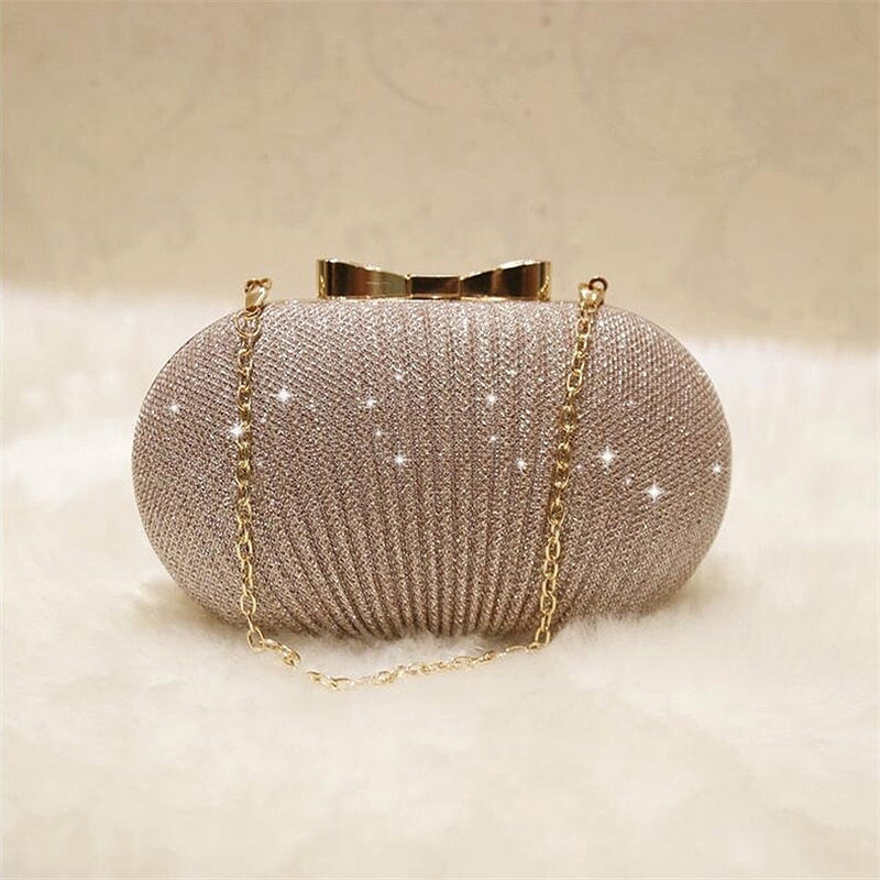 Golden Evening Clutch with Metal Bow eprolo