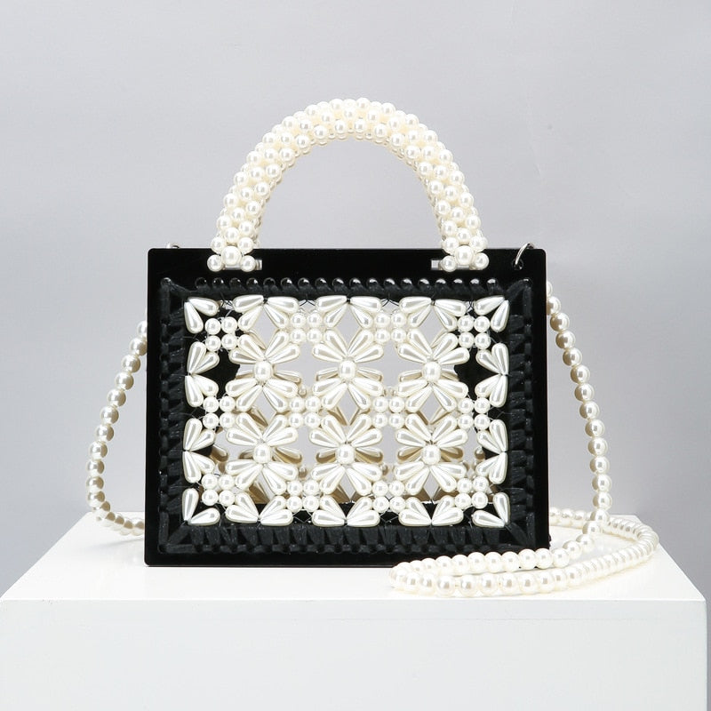 Acrylic Pearl Beaded Evening Clutch eprolo