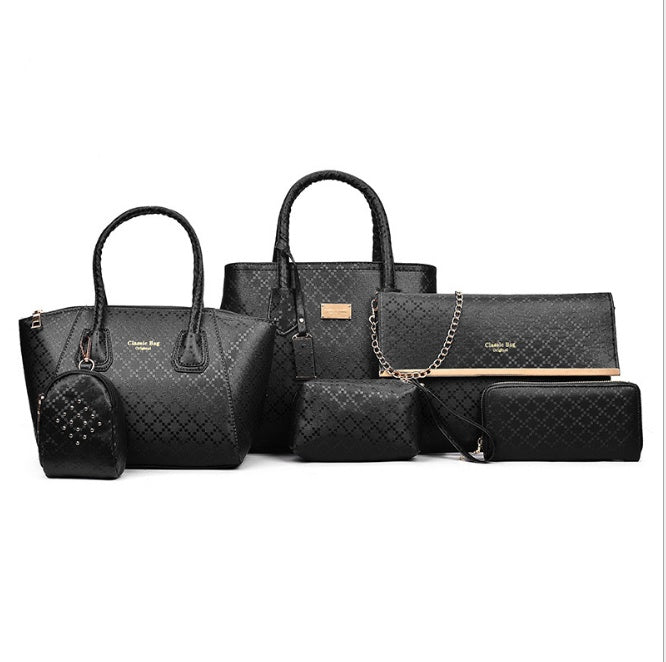 Women 6Pcsset Handbags Girls PU Leather Crossbody Bag Tote Casual Casual Bag Brand Designer Composite Messenger Bag Clutch Purse Wallet Cjdropshipping