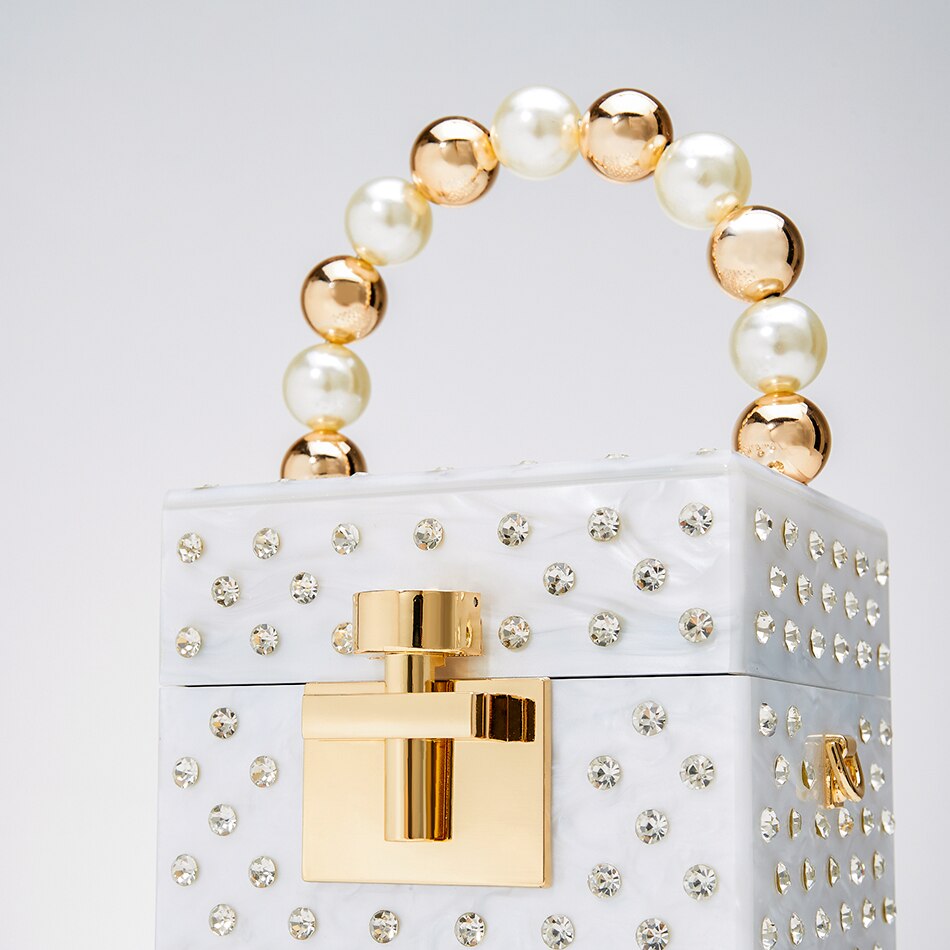 Pearl Beaded Acrylic Box Clutch eprolo