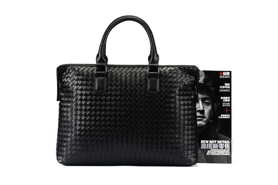 Men's Bag Leather Large Briefcase Hand Woven Luxury Handbags Business Tote Bags For Men High Quality Laptop Handbags Cjdropshipping