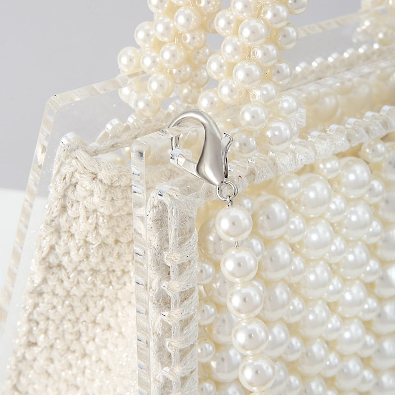 Acrylic Pearl Beaded Evening Clutch eprolo