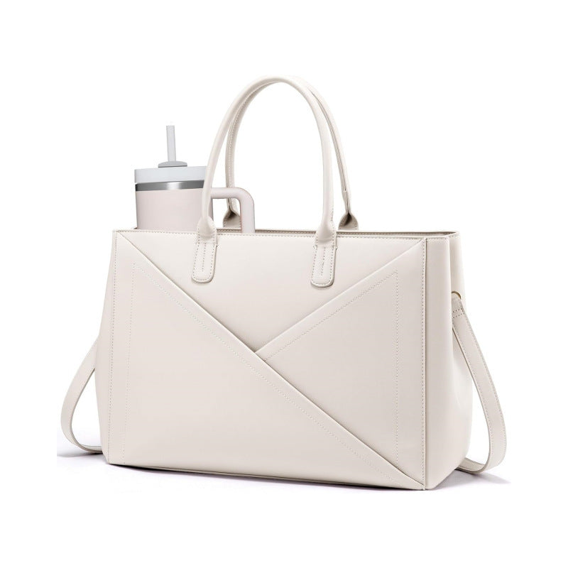 Ladies' notebook, tote bag with large cup holder, 15.6-inch PU leather work bag Hypersku
