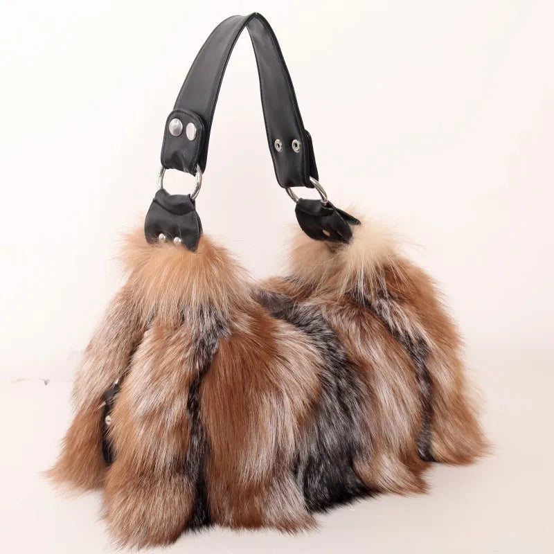 Real Fox Fur Crossbody Shoulder Bag eprolo