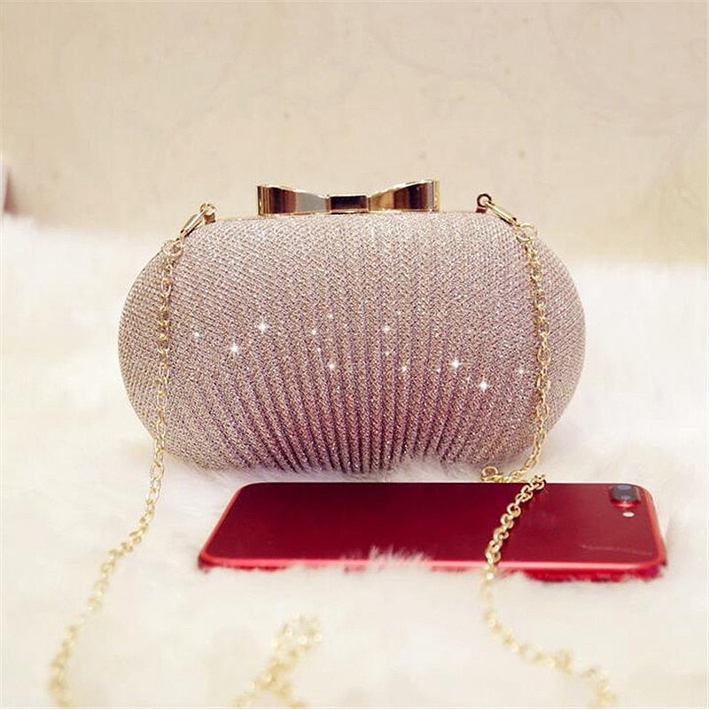 Golden Evening Clutch with Metal Bow eprolo