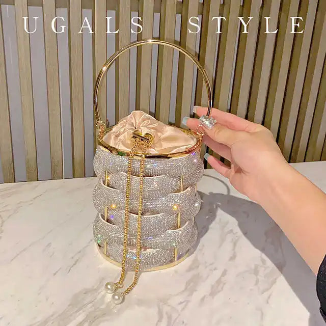 Woven Rhinestone Bucket Bag eprolo