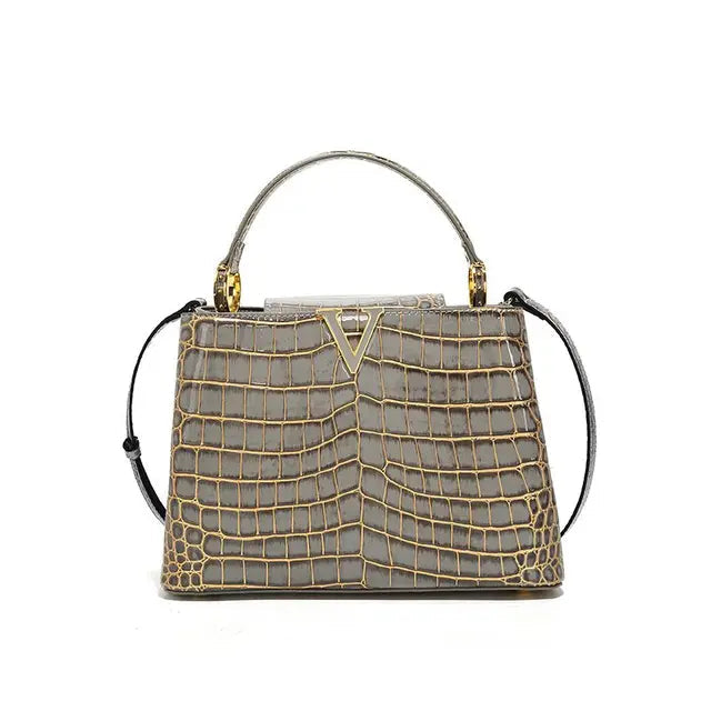 Crocodile Print Leather Shoulder Bag eprolo