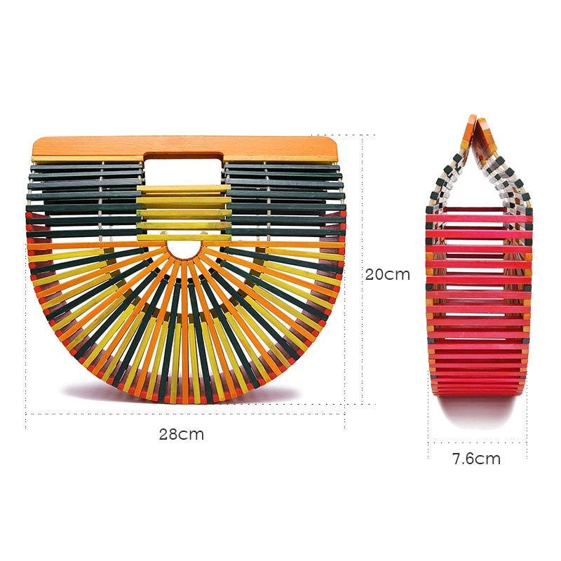 Bamboo Woven Beach Bag - Summer Handbag eprolo
