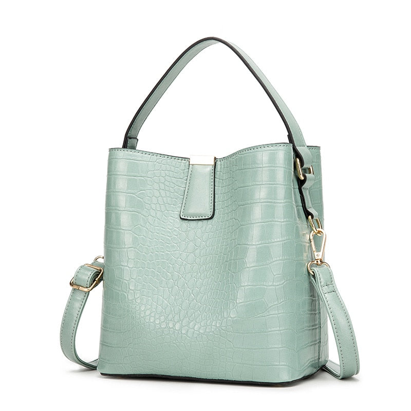 Crocodile Pattern Bucket Bags Leather Handbags Women Crossbody Bags Totes Ladies Shoulder Messenger Bag Female Purses eprolo