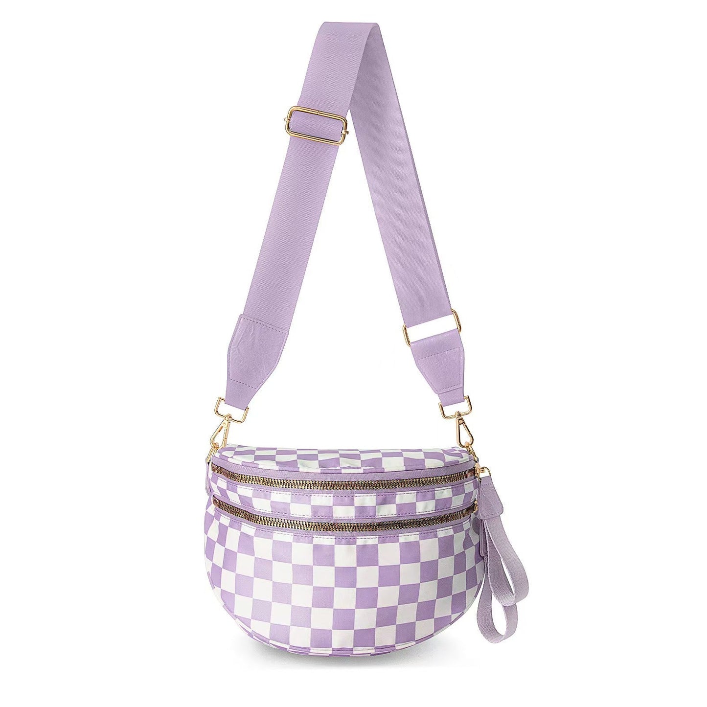 lulu's same style nylon single-shoulder bag for women, large-capacity checkered waist bag and crossbody bag Hypersku