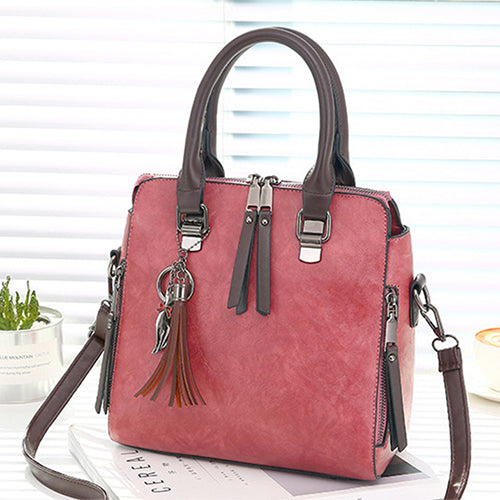 Vintage Leather Tassel Crossbody Tote eprolo