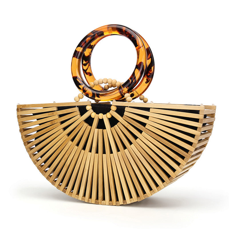 Bamboo Acrylic Hollow Woven Beach Bag eprolo