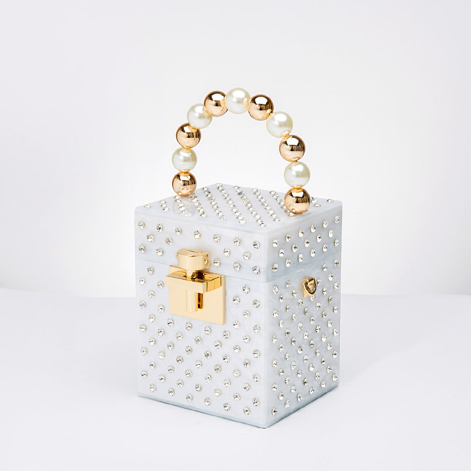 Pearl Beaded Acrylic Box Clutch eprolo