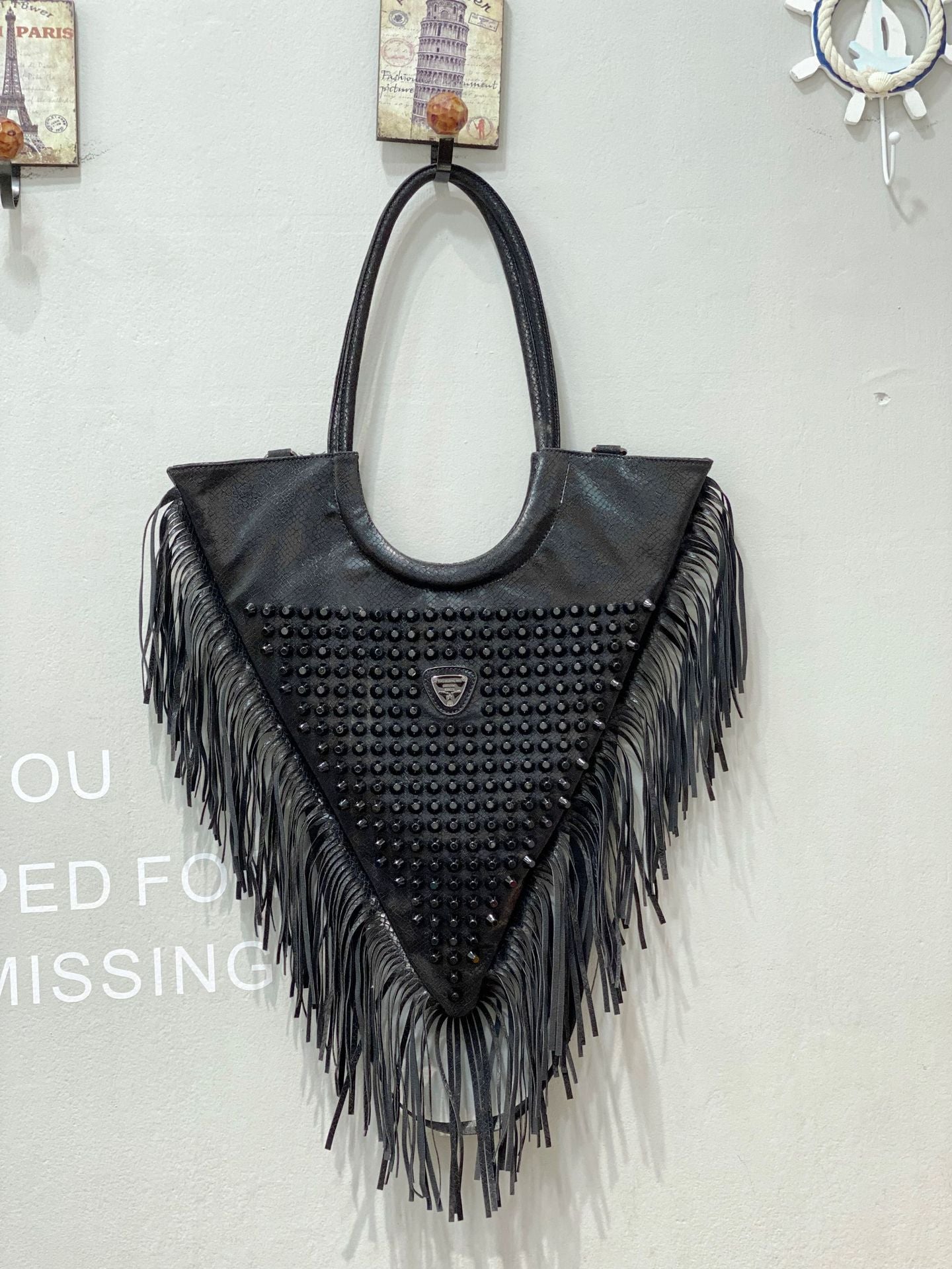 Vintage Tassel Rivet Travel Tote eprolo