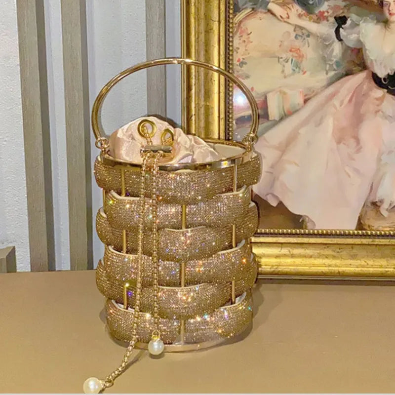 Woven Rhinestone Bucket Bag eprolo