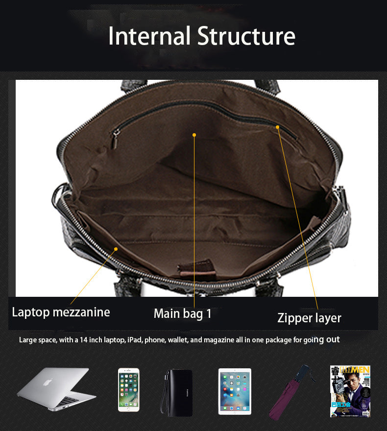 Crocodile Leather Laptop Briefcase for Men eprolo