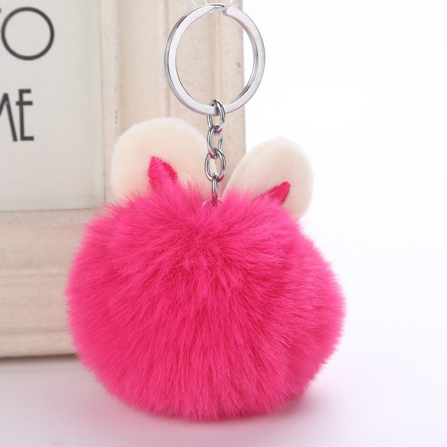 Cute Rabbit Ear Hair Ball Pendant Fur Fashion Handbags Accessories Plush Keychains Ornaments Plush Ball Pendant eprolo