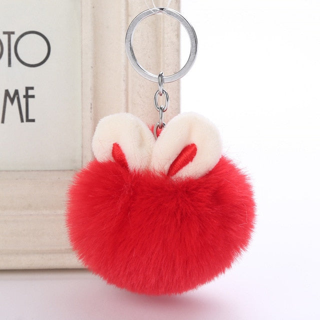 Cute Rabbit Ear Hair Ball Pendant Fur Fashion Handbags Accessories Plush Keychains Ornaments Plush Ball Pendant eprolo