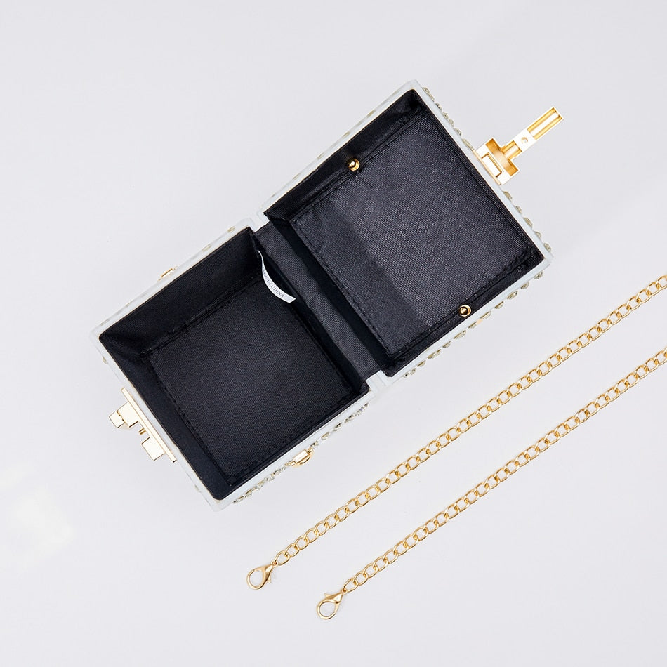 Pearl Beaded Acrylic Box Clutch eprolo