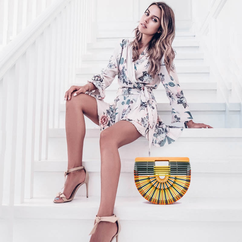 Bamboo Woven Beach Bag - Summer Handbag eprolo