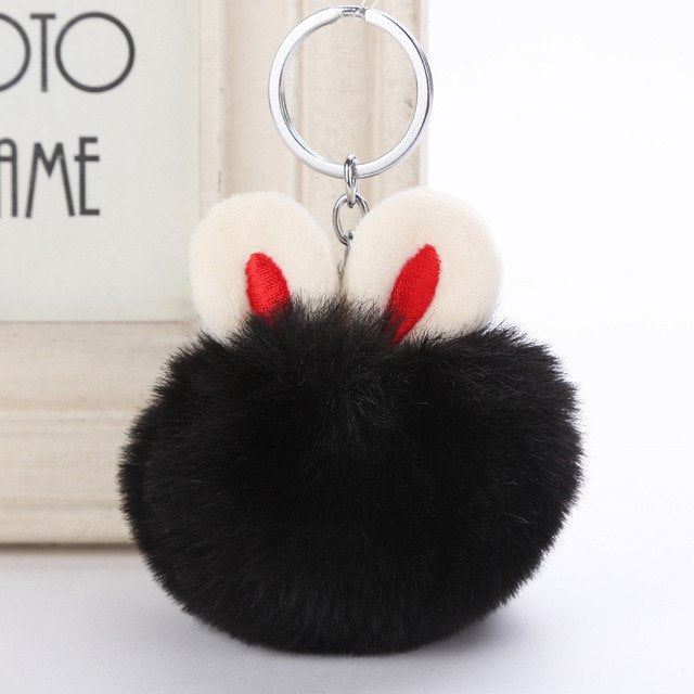 Cute Rabbit Ear Hair Ball Pendant Fur Fashion Handbags Accessories Plush Keychains Ornaments Plush Ball Pendant eprolo