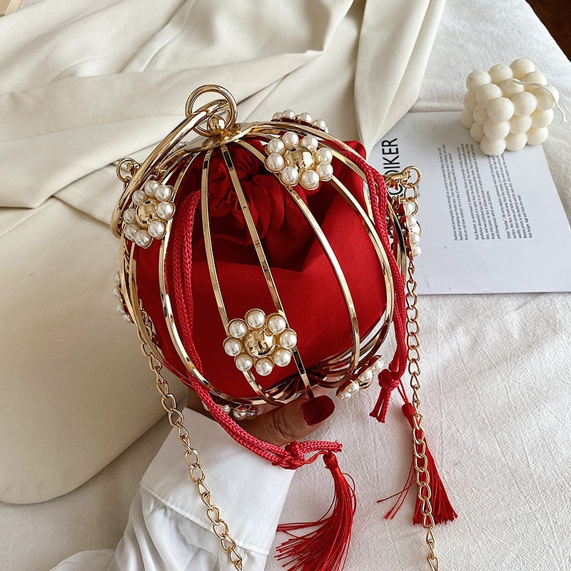 Diamond Pearl Flower Evening Bag eprolo