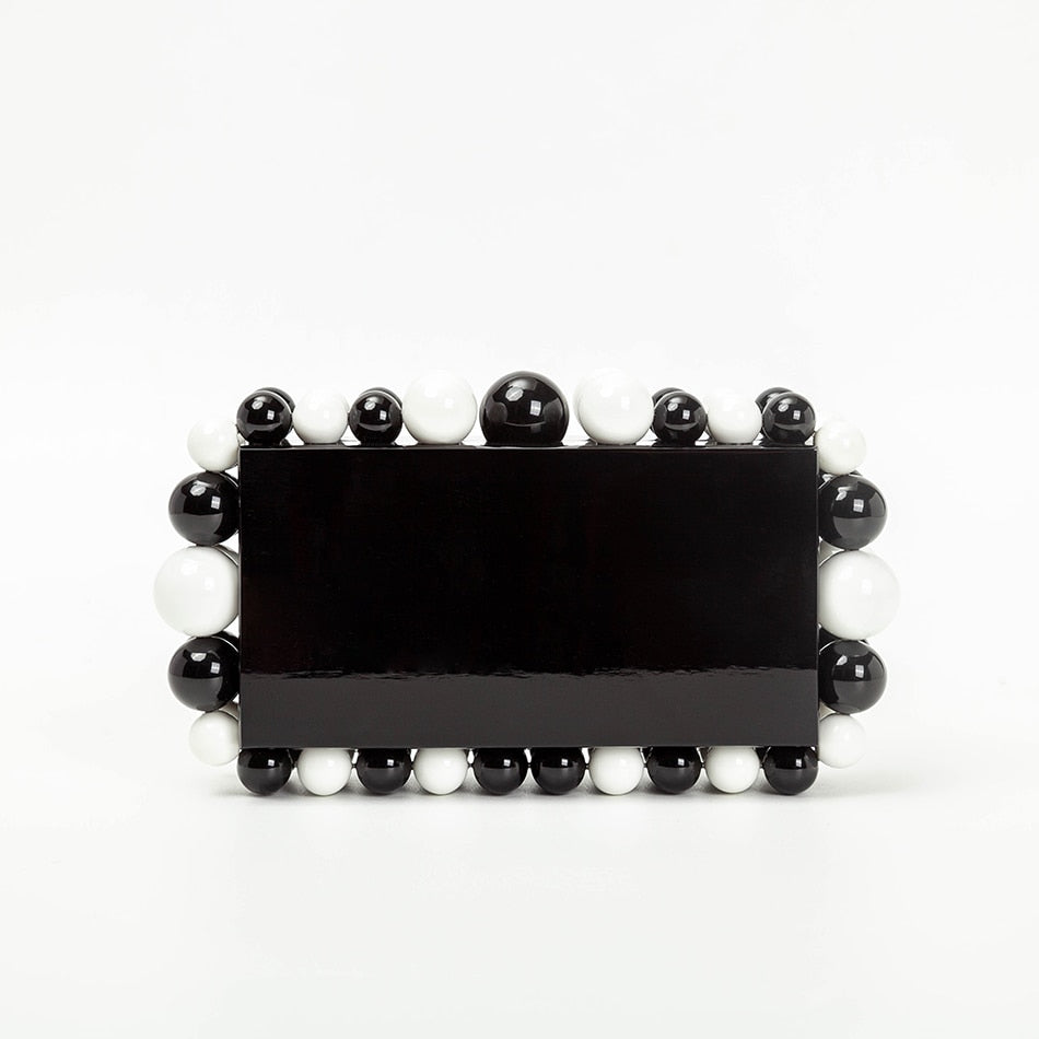 Gold Foil Beaded Acrylic Evening Clutch eprolo