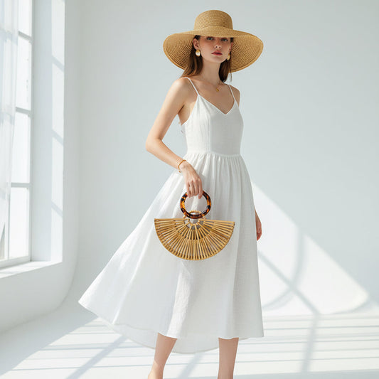 Bamboo Acrylic Hollow Woven Beach Bag eprolo