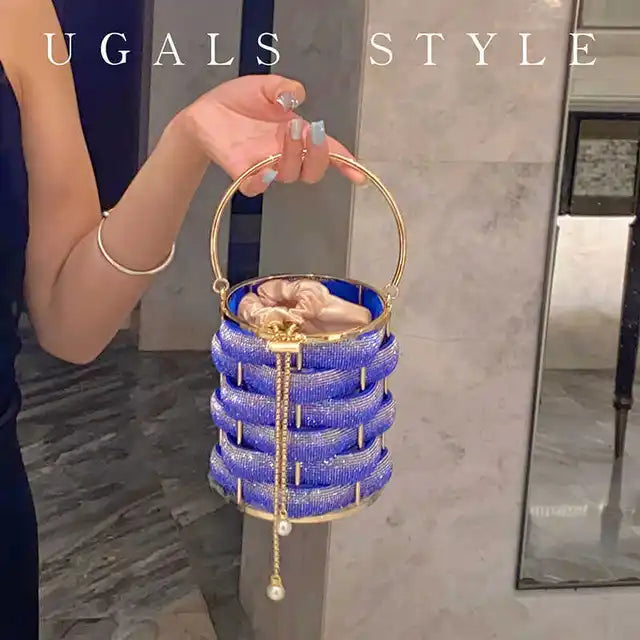 Woven Rhinestone Bucket Bag eprolo