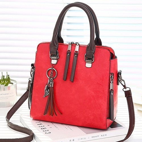 Vintage Leather Tassel Crossbody Tote eprolo