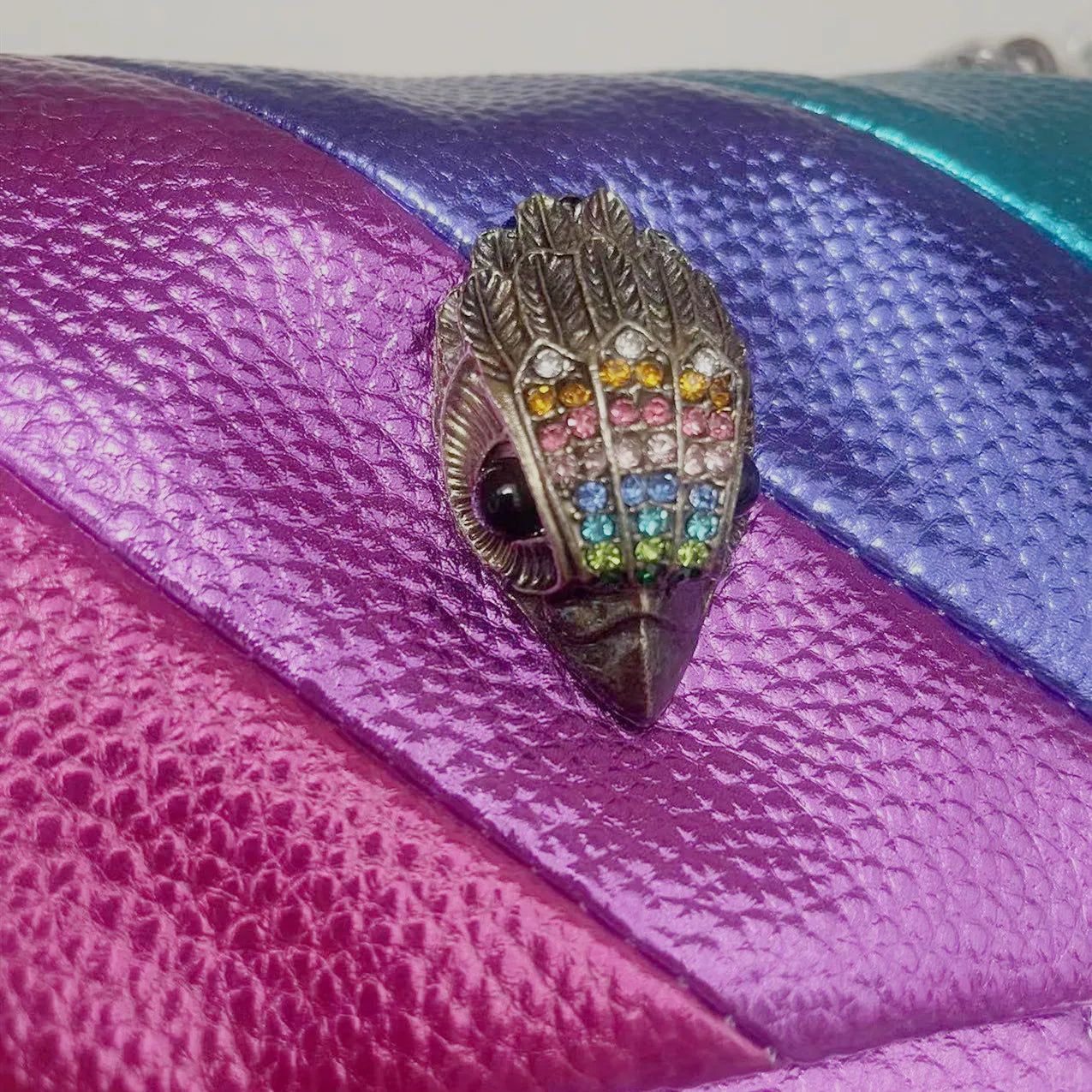 Rainbow Eagle Head Handbags Cross Body Bag 26cm Medium Raibow Bird Head Patchwork Shouler Bags Chain Small Flap Purse eprolo