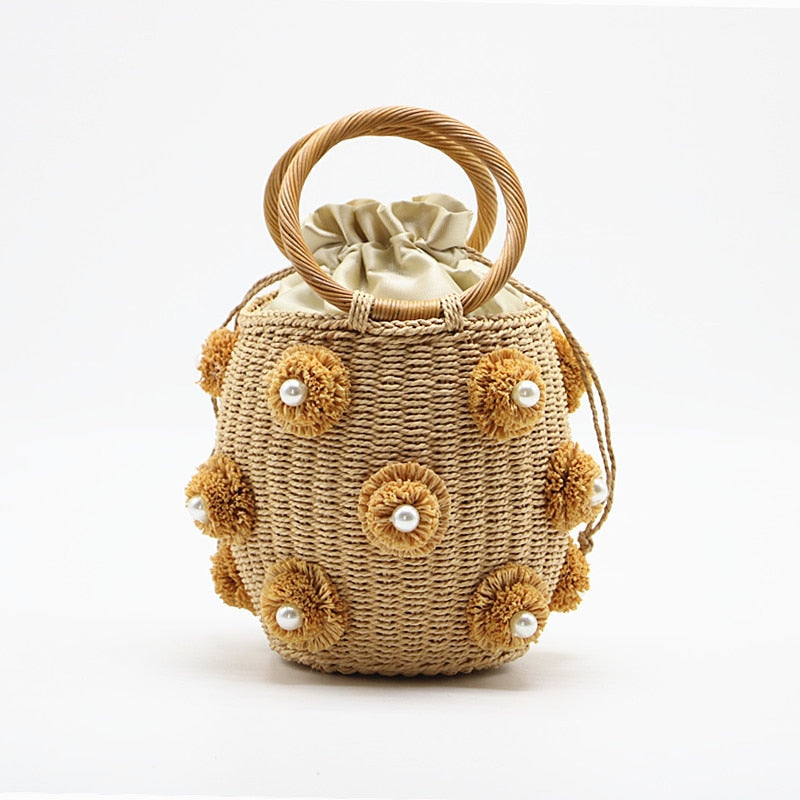 Handmade Rhinestone Crystal Straw Travel Bag eprolo