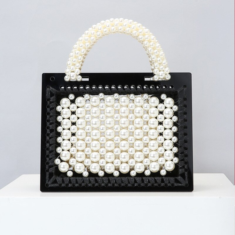 Acrylic Pearl Beaded Evening Clutch eprolo