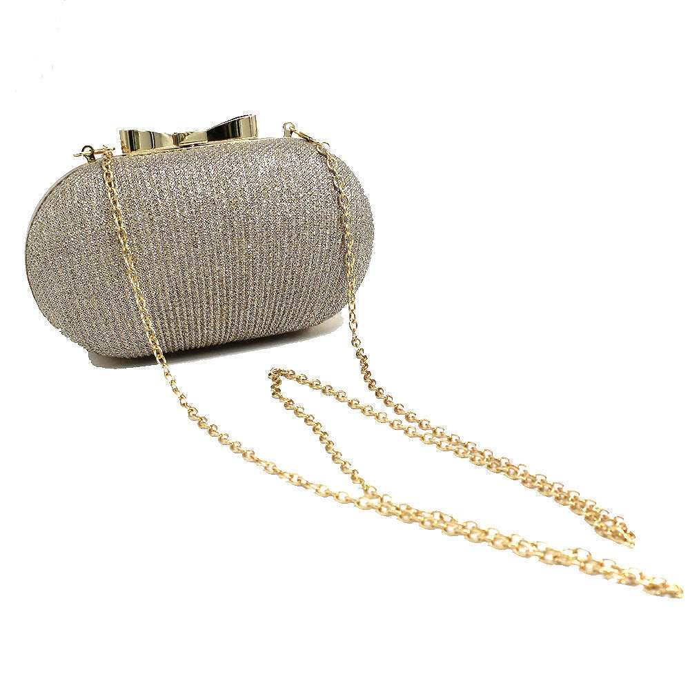 Golden Evening Clutch with Metal Bow eprolo