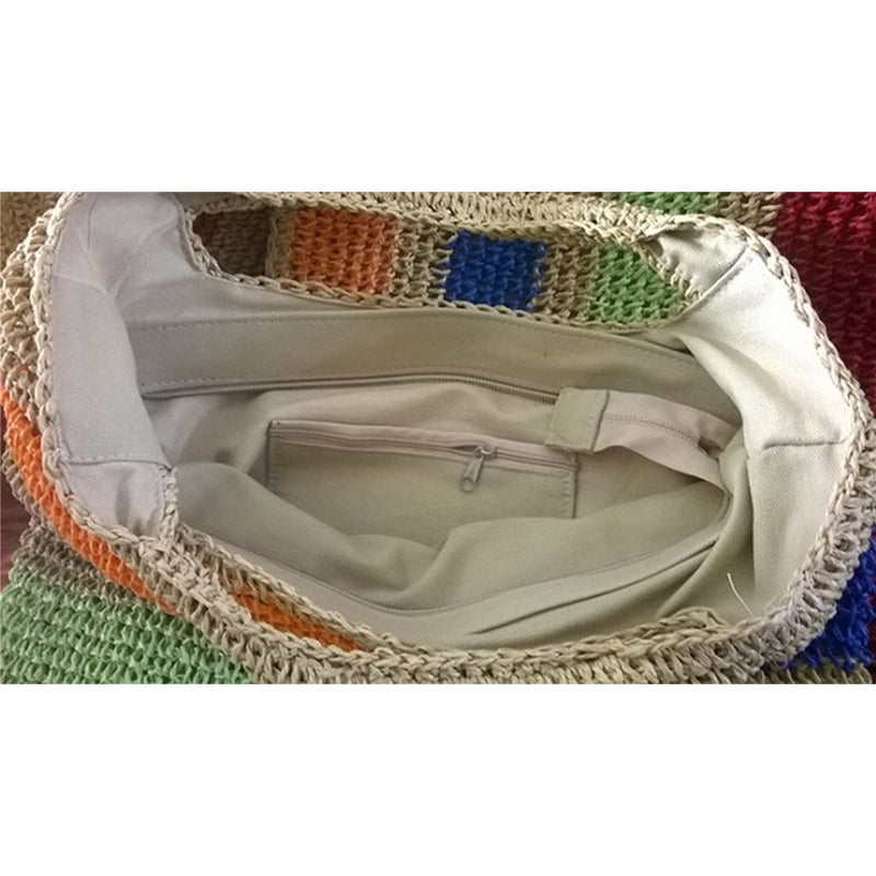 Crochet Colorful Straw Beach Tote eprolo