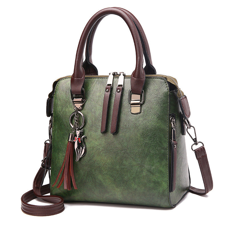 Vintage Leather Tassel Crossbody Tote eprolo