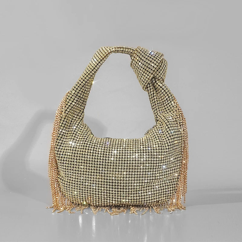 Fashion Tassel Rhinestone Women Handbags Designer Knotted Handle Hand Bags Luxury Diamonds Evening Party Purses Lady Clucth Bags eprolo