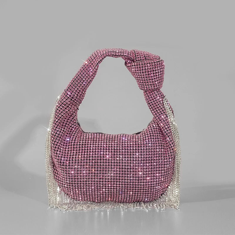 Fashion Tassel Rhinestone Women Handbags Designer Knotted Handle Hand Bags Luxury Diamonds Evening Party Purses Lady Clucth Bags eprolo