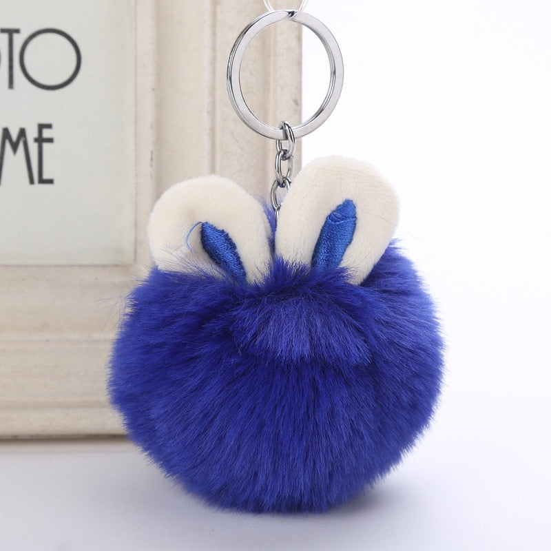 Cute Rabbit Ear Hair Ball Pendant Fur Fashion Handbags Accessories Plush Keychains Ornaments Plush Ball Pendant eprolo