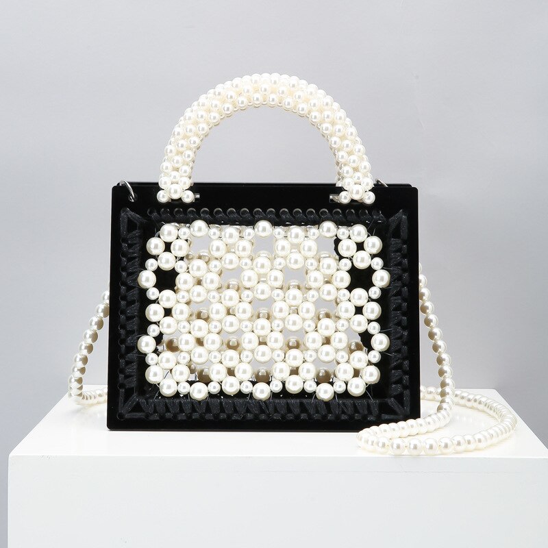 Acrylic Pearl Beaded Evening Clutch eprolo
