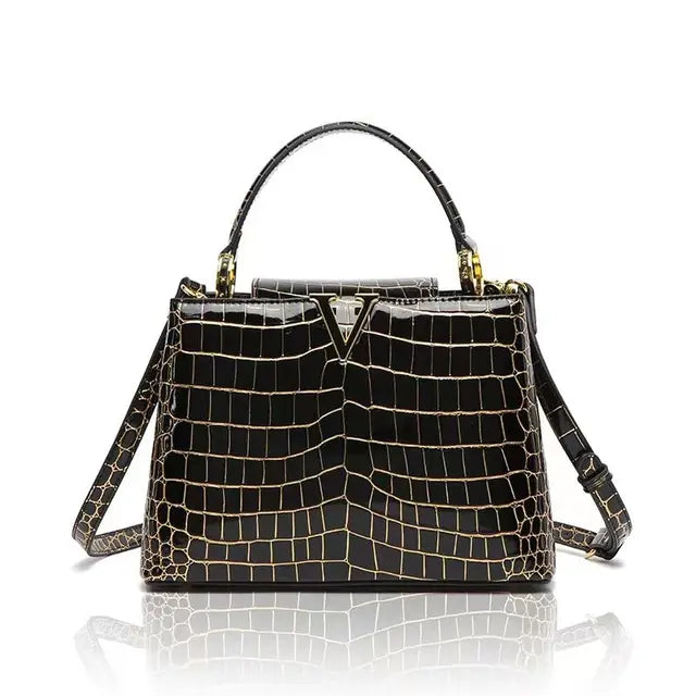 Crocodile Print Leather Shoulder Bag eprolo
