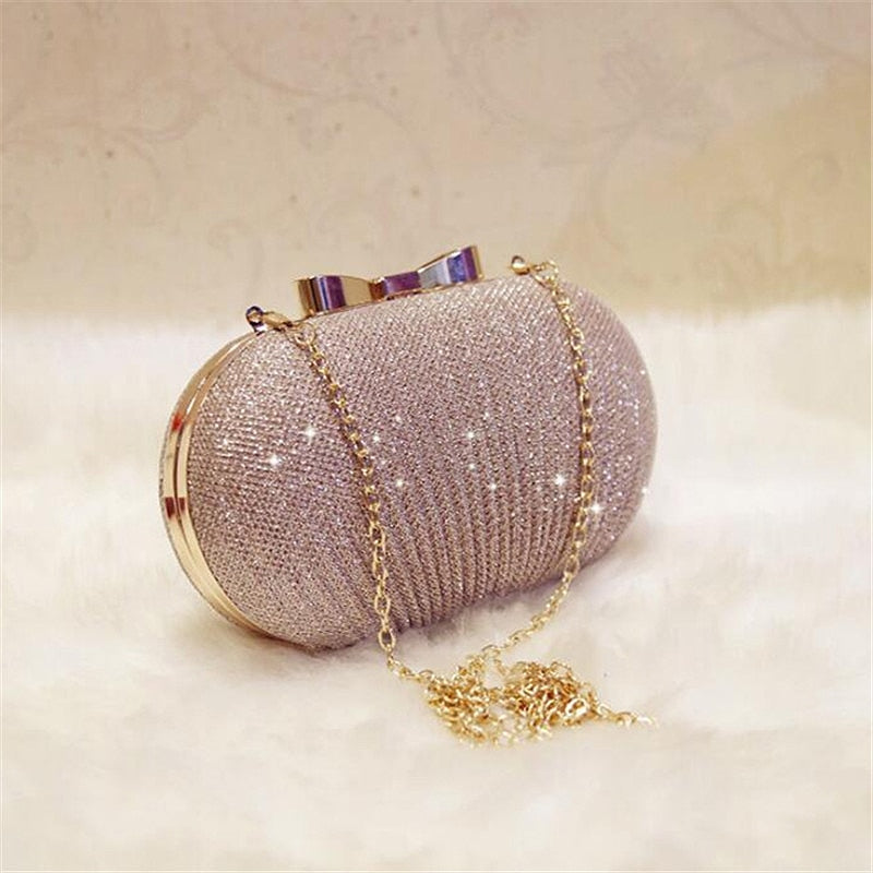 Golden Evening Clutch with Metal Bow eprolo