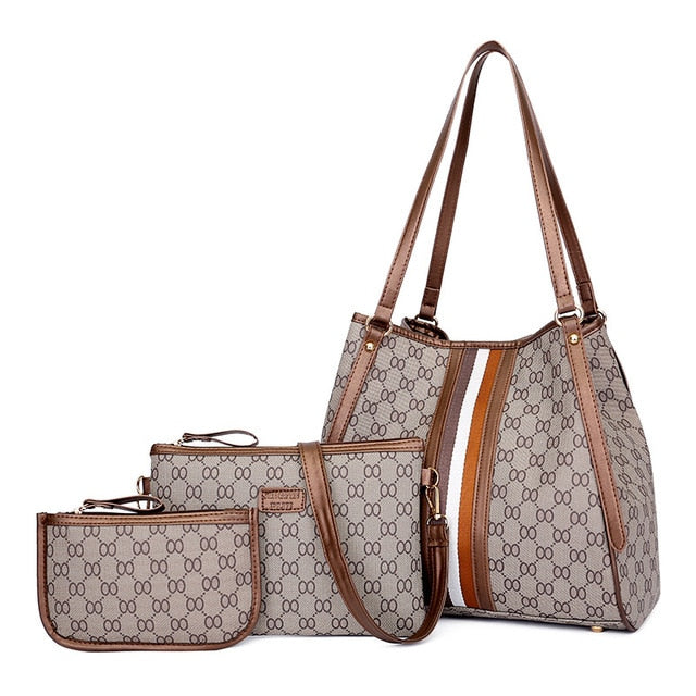 PU Fashion Color Print Rivet Shoulder Bag eprolo